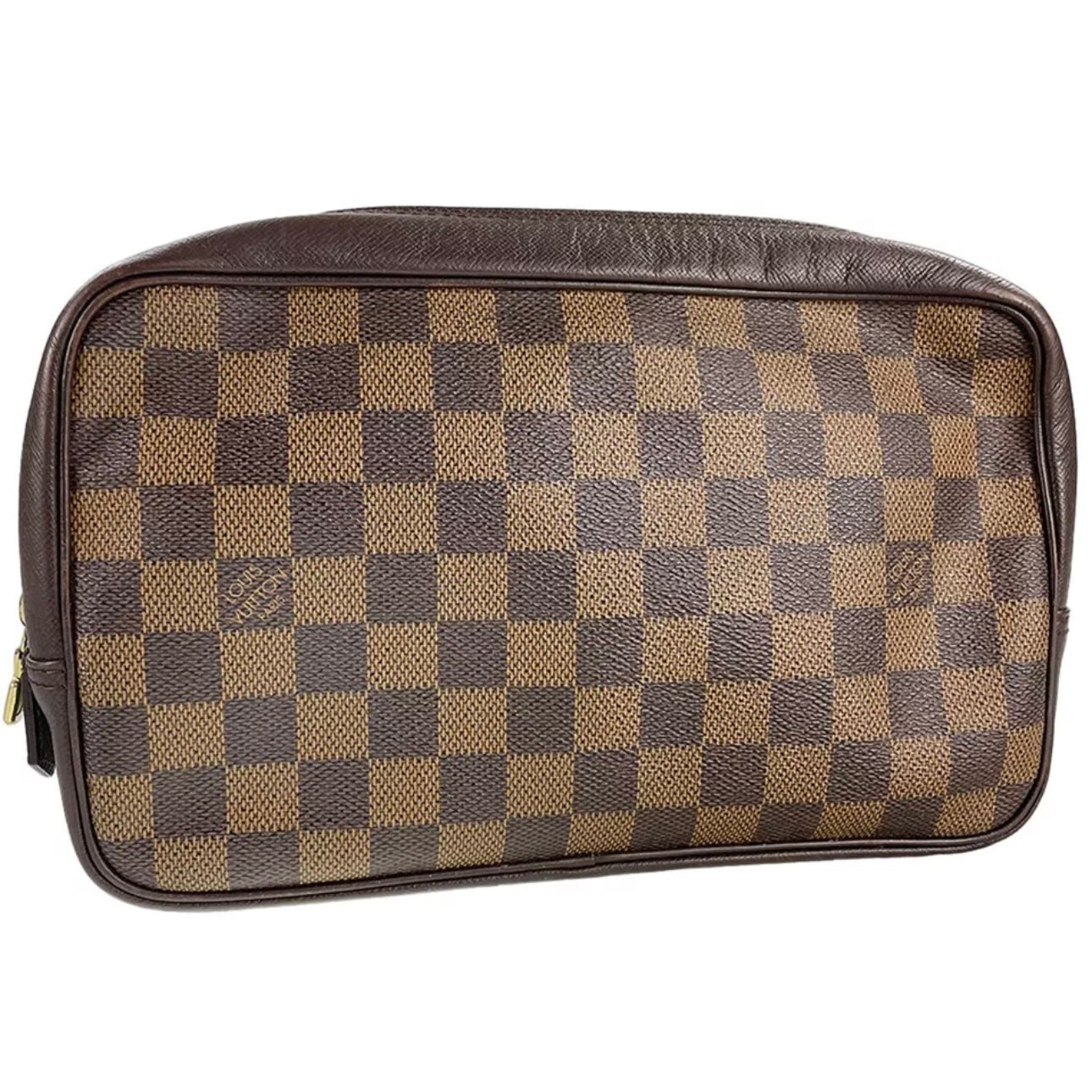 Louis Vuitton Damier Trousse Toilette Leather Coated Canvas Brown Pouch