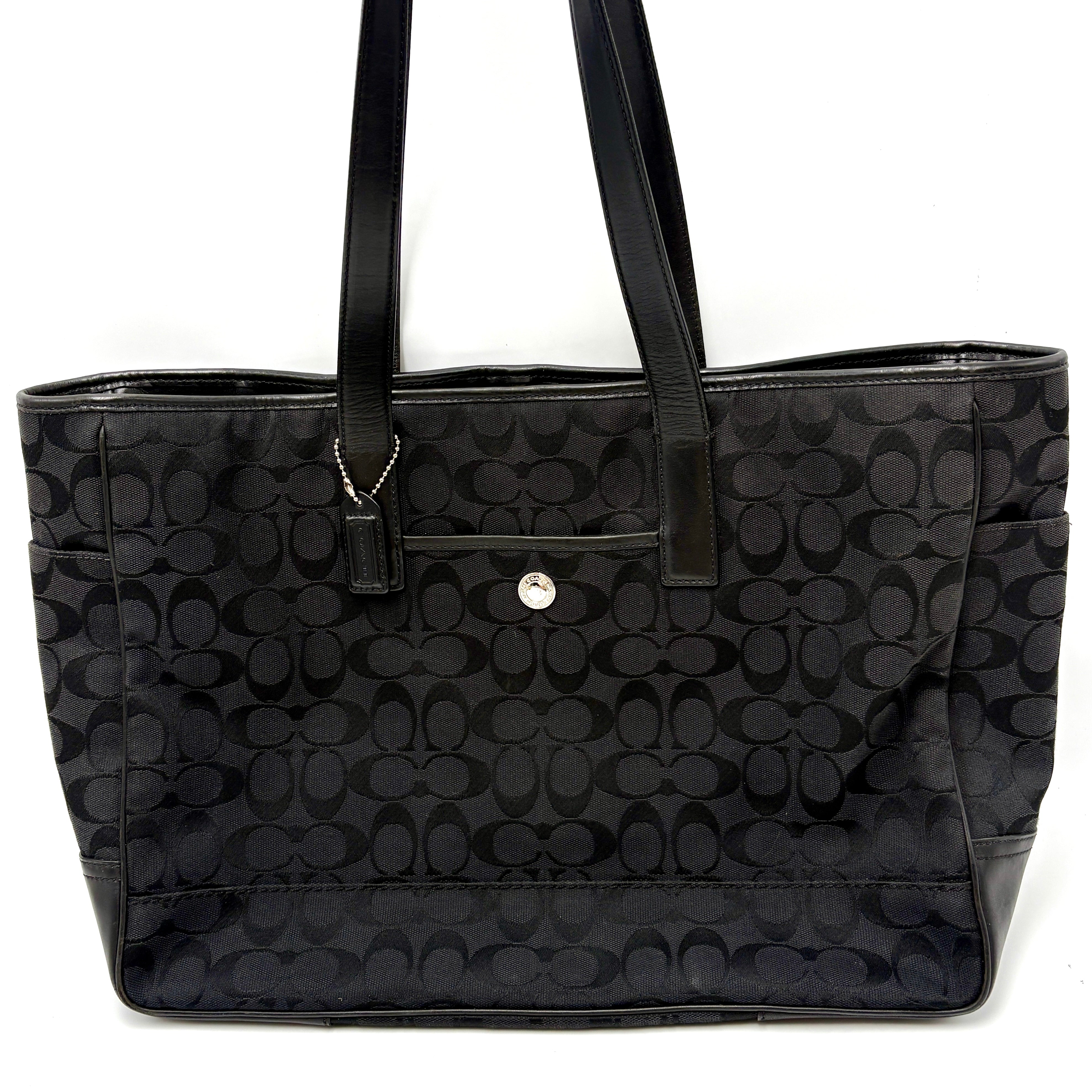 Coach Black Signature Monogram Tote Bag