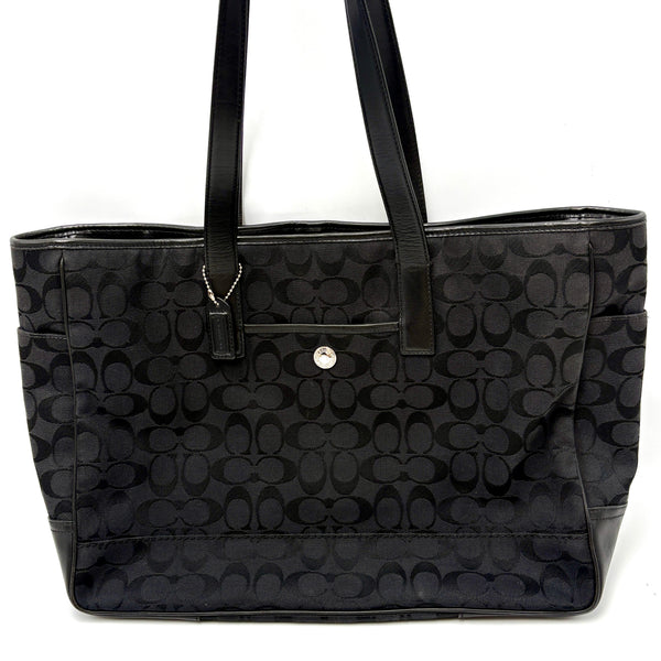 Coach Black Signature Monogram Tote Bag