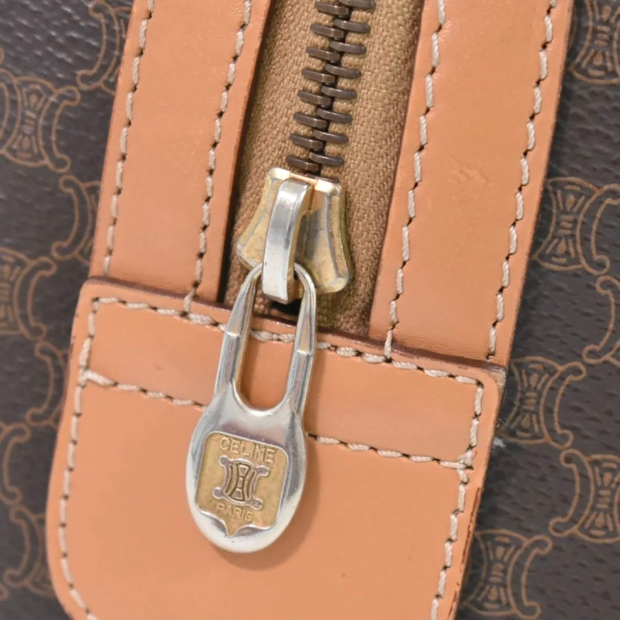 Celine Macadam PVC Boston Handbag Brown