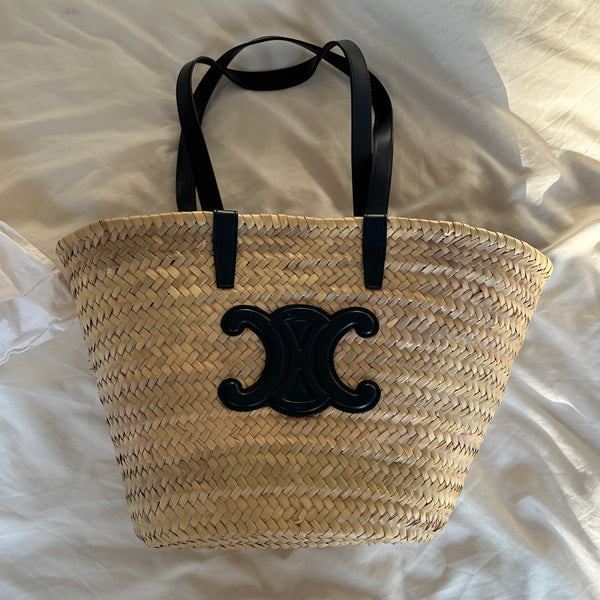 Triomphe Panier Shoulder Basket Bag Raffia