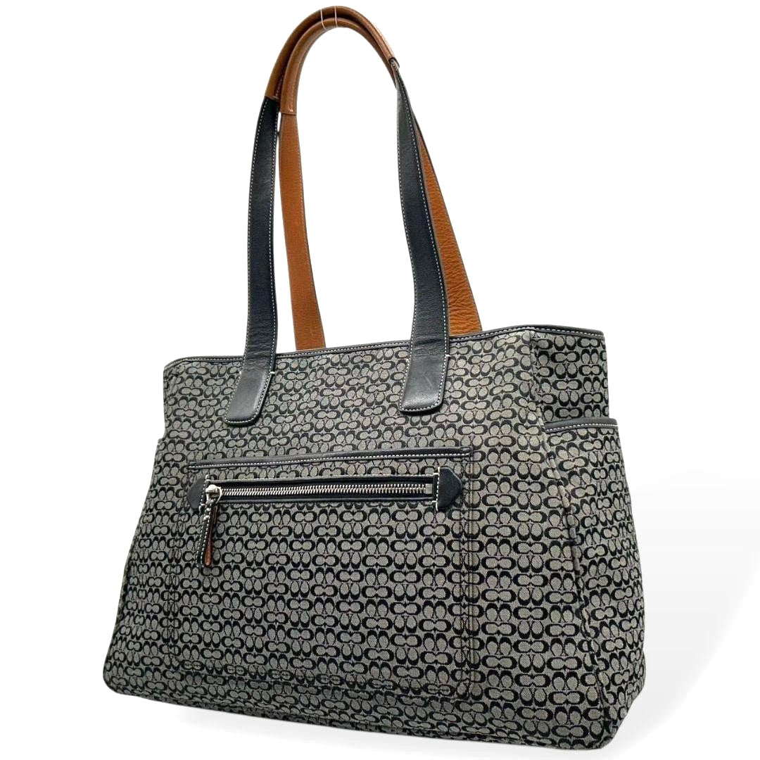 Coach Mini Signature One Shoulder Tote - Black, Canvas