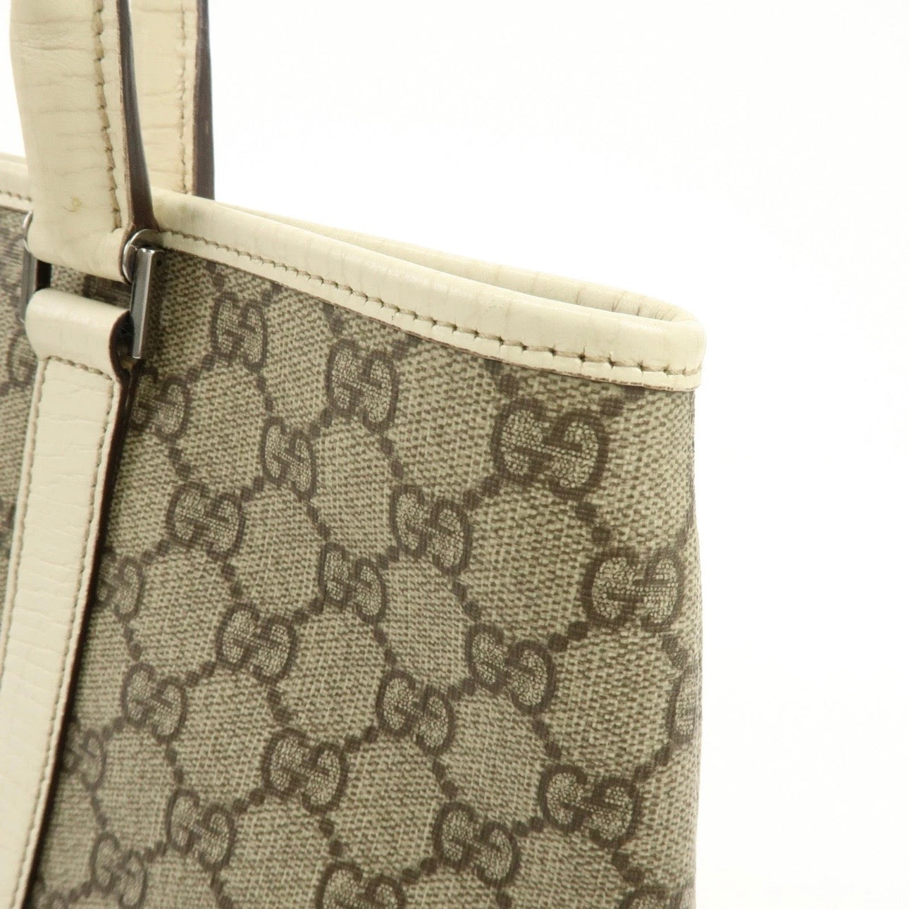GUCCI GG Canvas Leather Shoulder Bag Tote Bag
