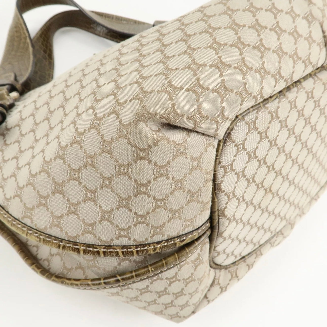 CELINE Macadam Bitter Sweet Canvas Leather Tote Bag - Beige Khaki, Canvas, Leather