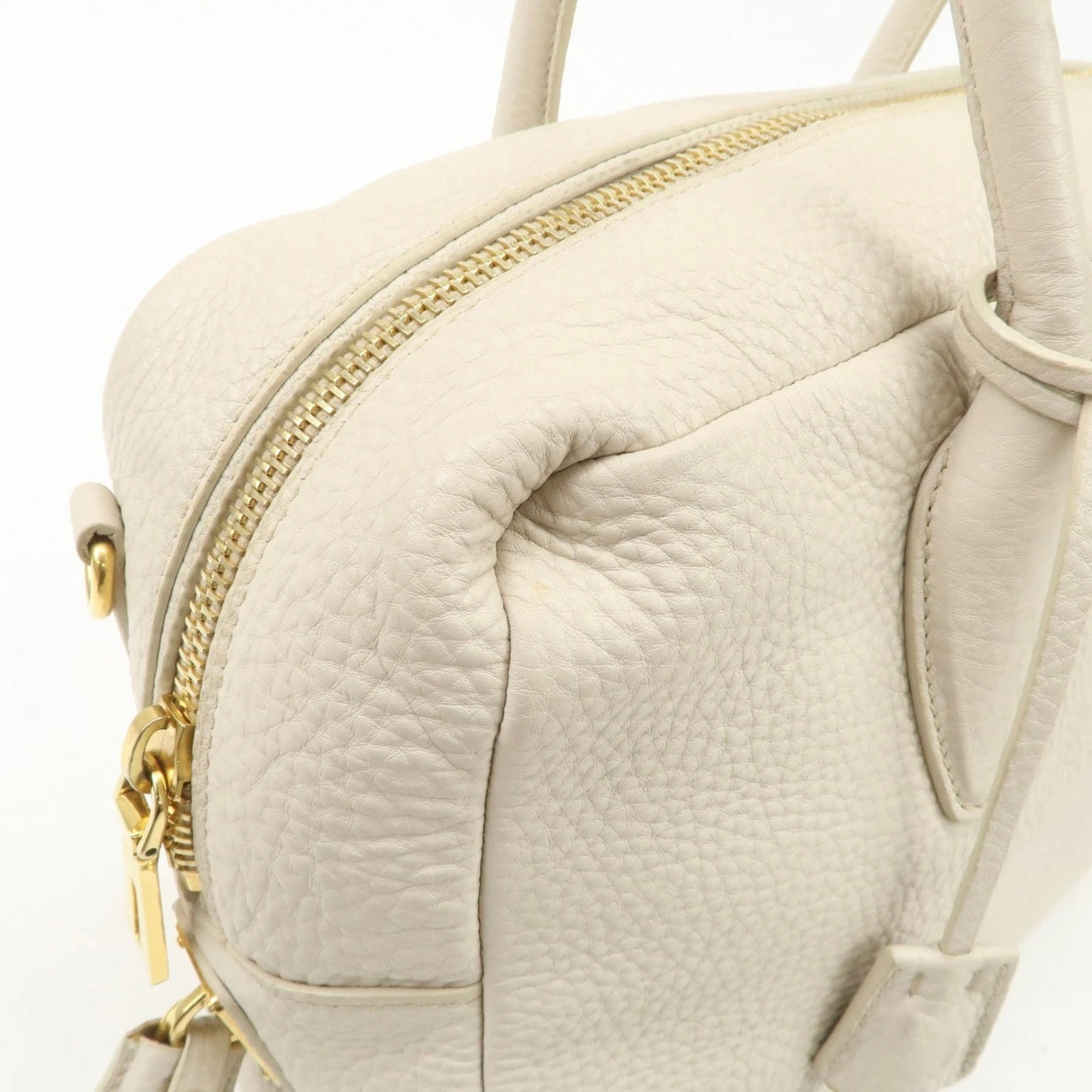 Prada Boston Hand Bag - Ivory, Leather