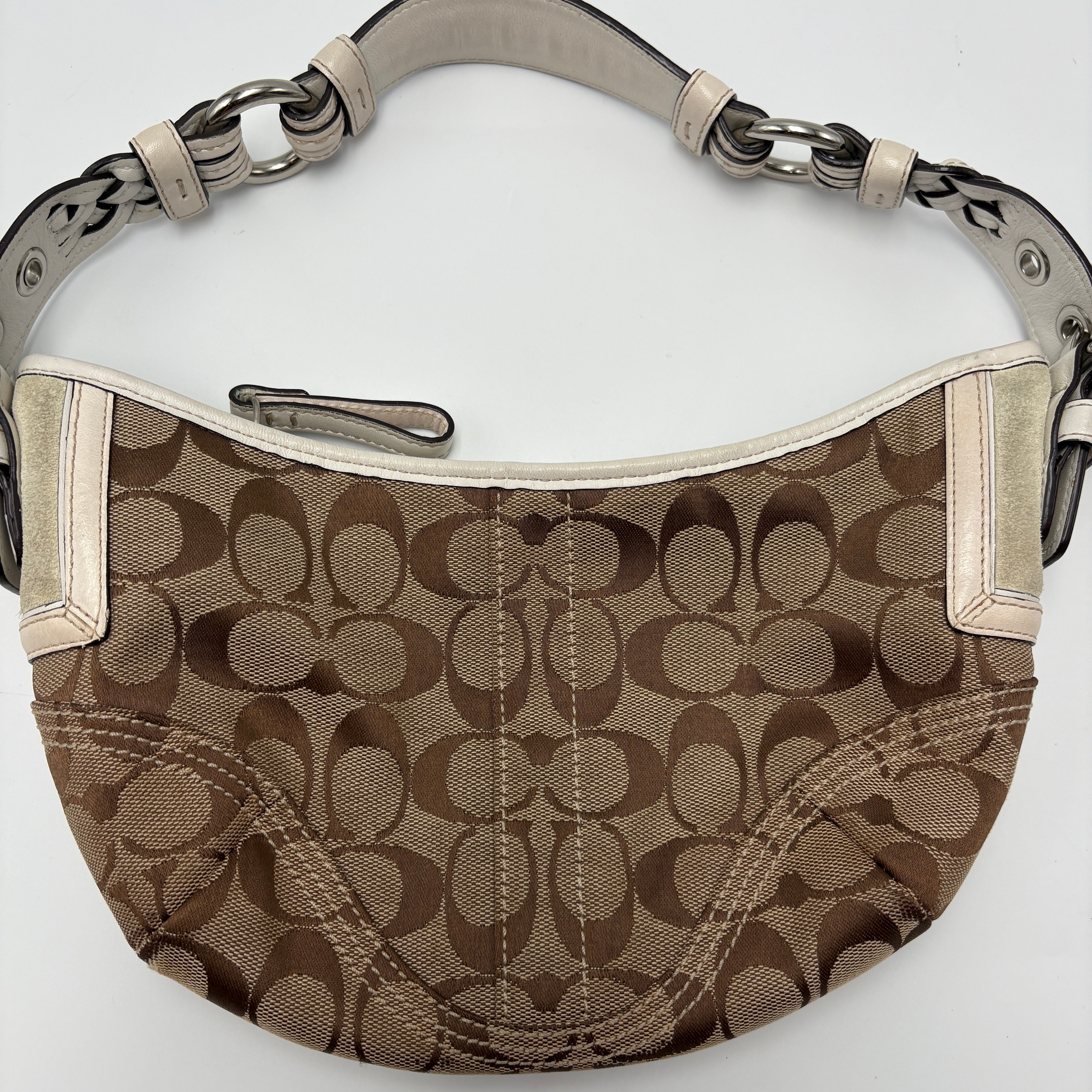 Coach Signature white hobo bag