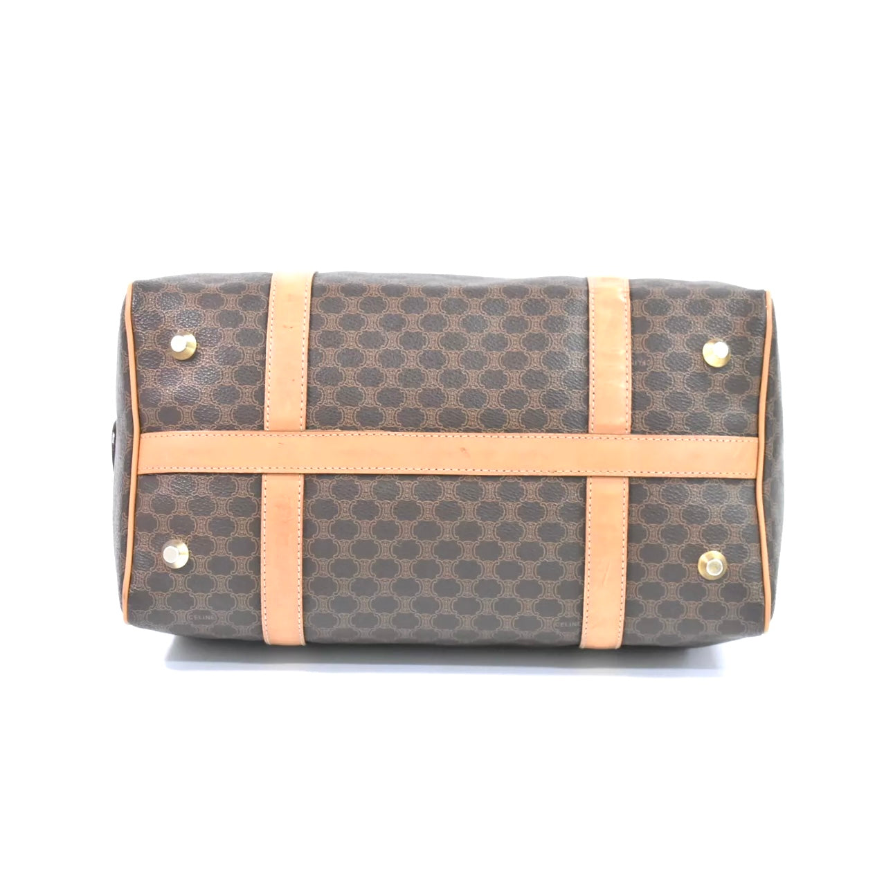 Celine Macadam PVC Boston Handbag Brown