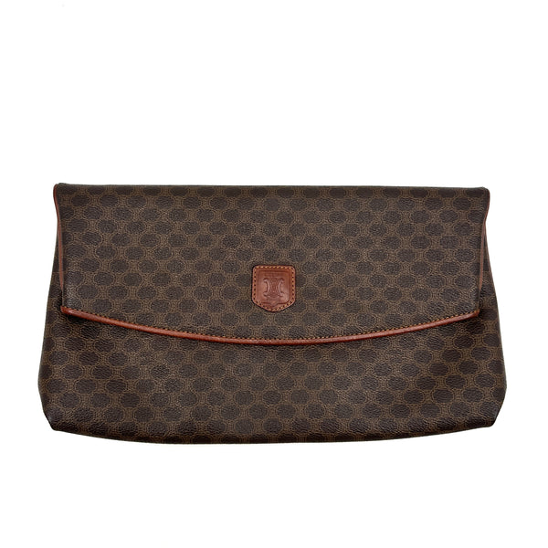 Macadam Clutch Hand Bag PVC Leather Brown Bifold Purse