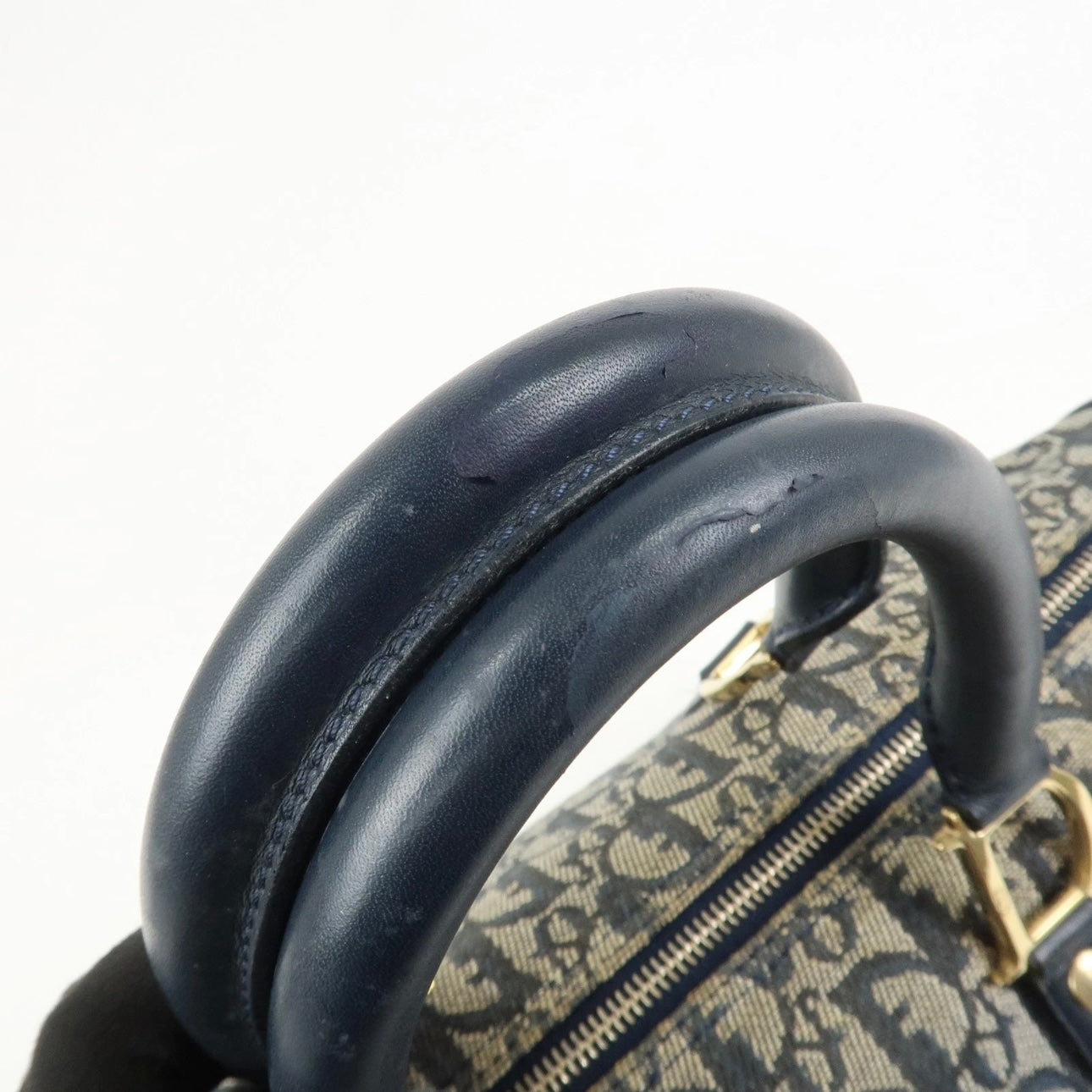 Christian Dior Jacquard Boston-  Navy, Leather.