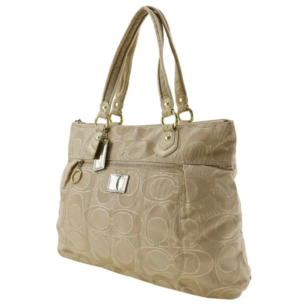 COACH Signature Tote Bag Poppy beige Satin