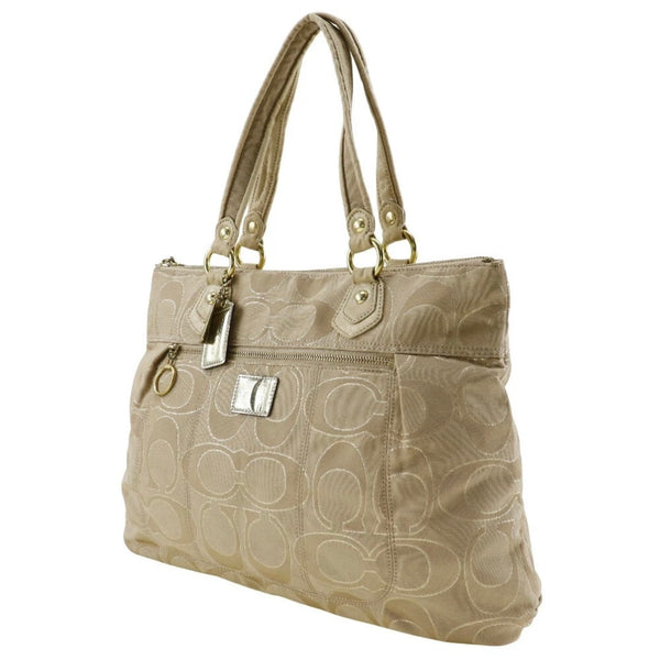 COACH Signature Tote Bag Poppy beige Satin