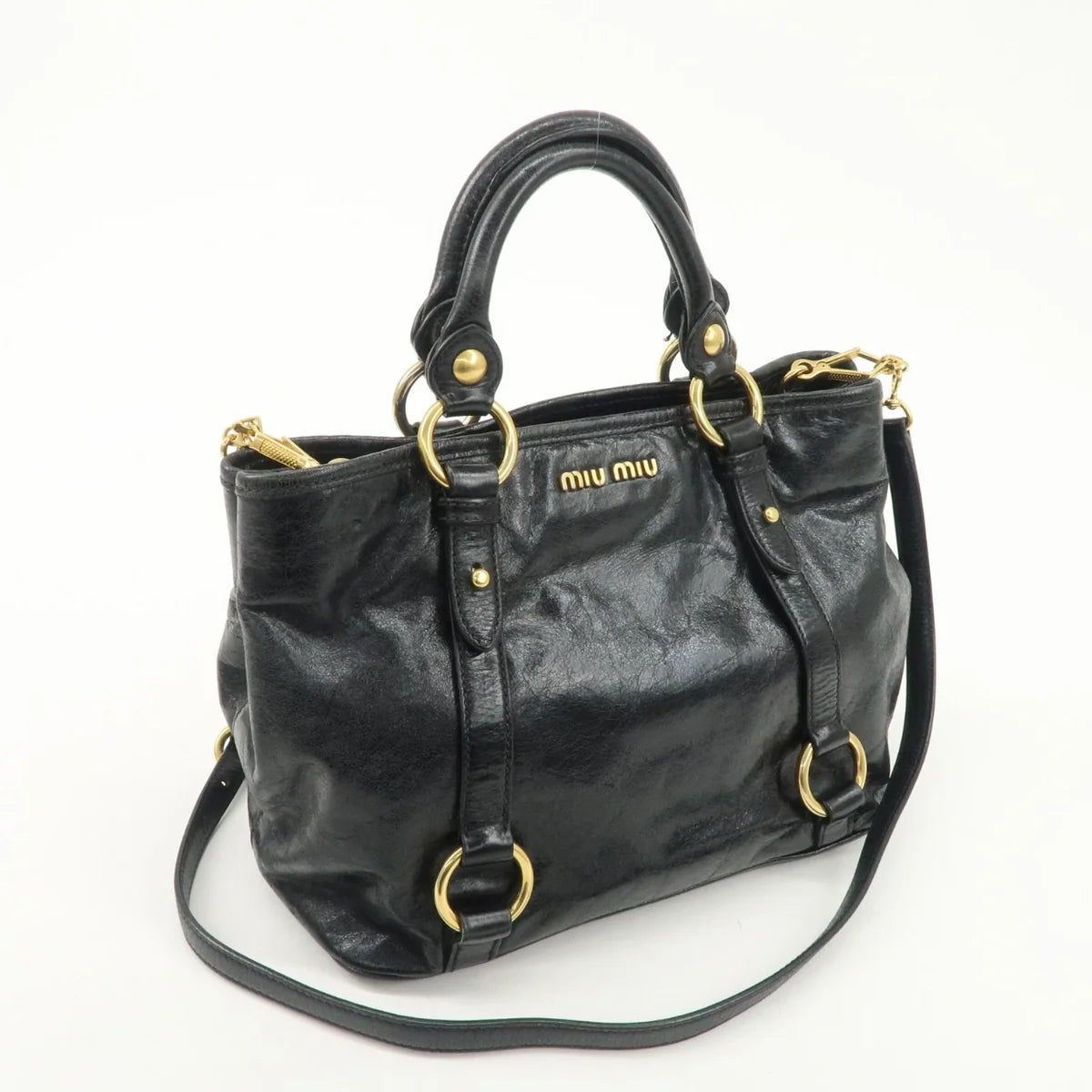 MIUMIU Leather Hand, crossbody Bag Black