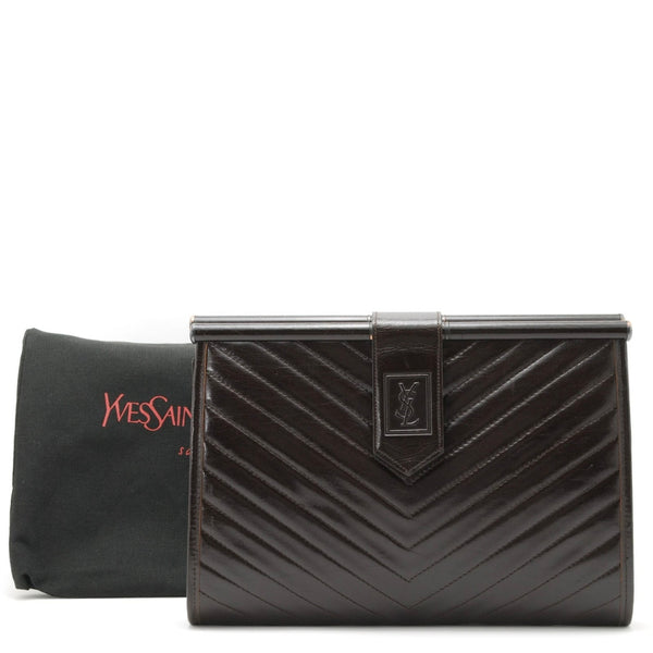 Saint Laurent Yves Clutch Bag - Brown, Leather 