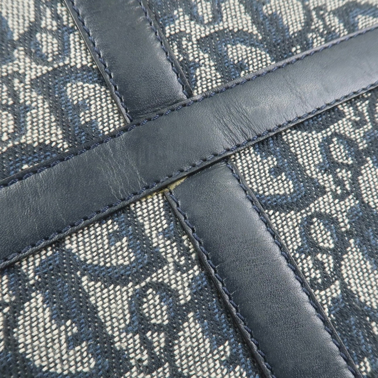 Christian Dior Jacquard Boston-  Navy, Leather.