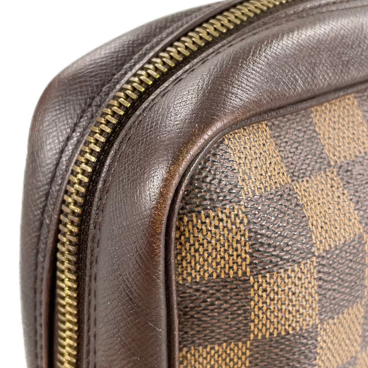Louis Vuitton Damier Trousse Toilette Leather Coated Canvas Brown Pouch