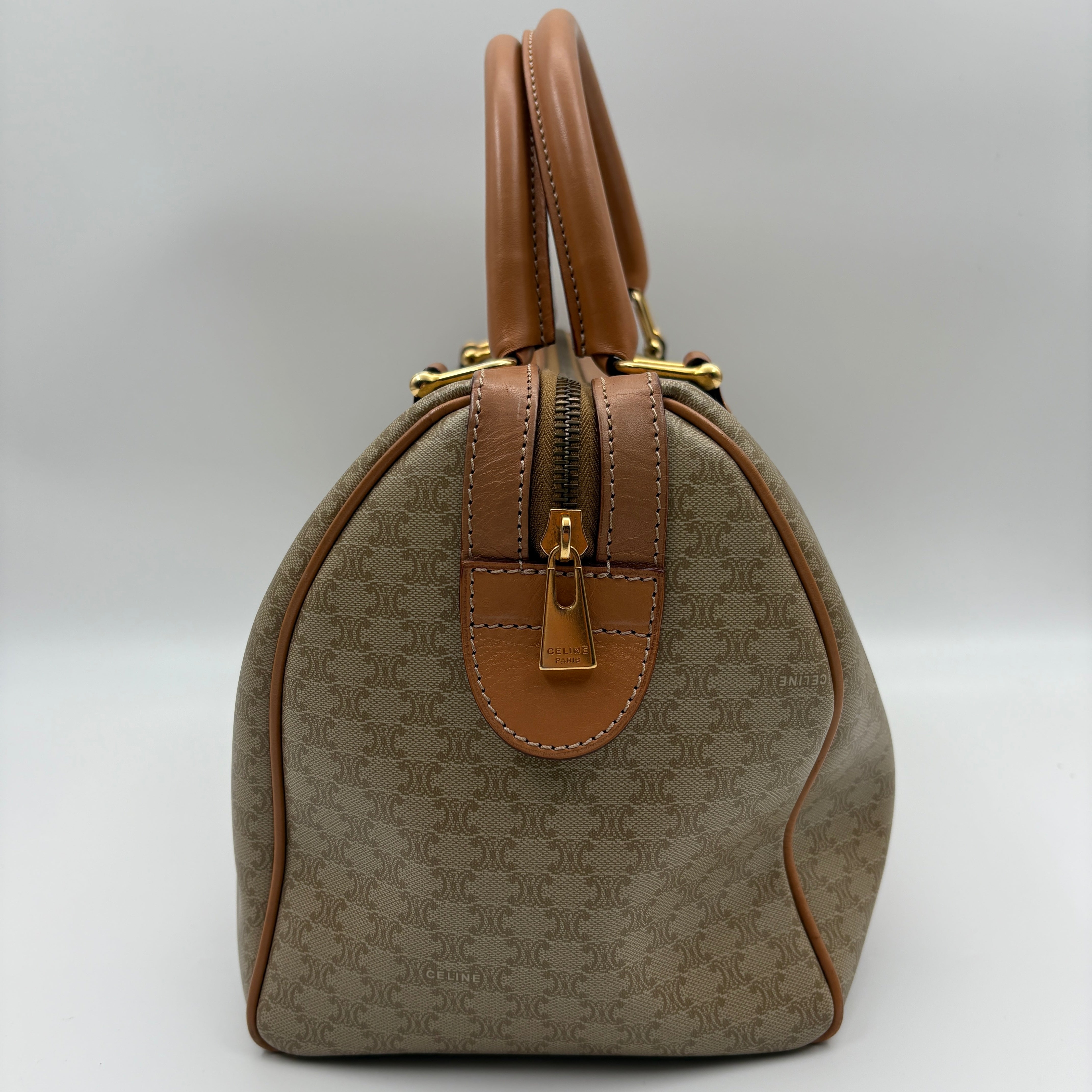 Handbag Mini Boston Bag Macadam Pattern Beige