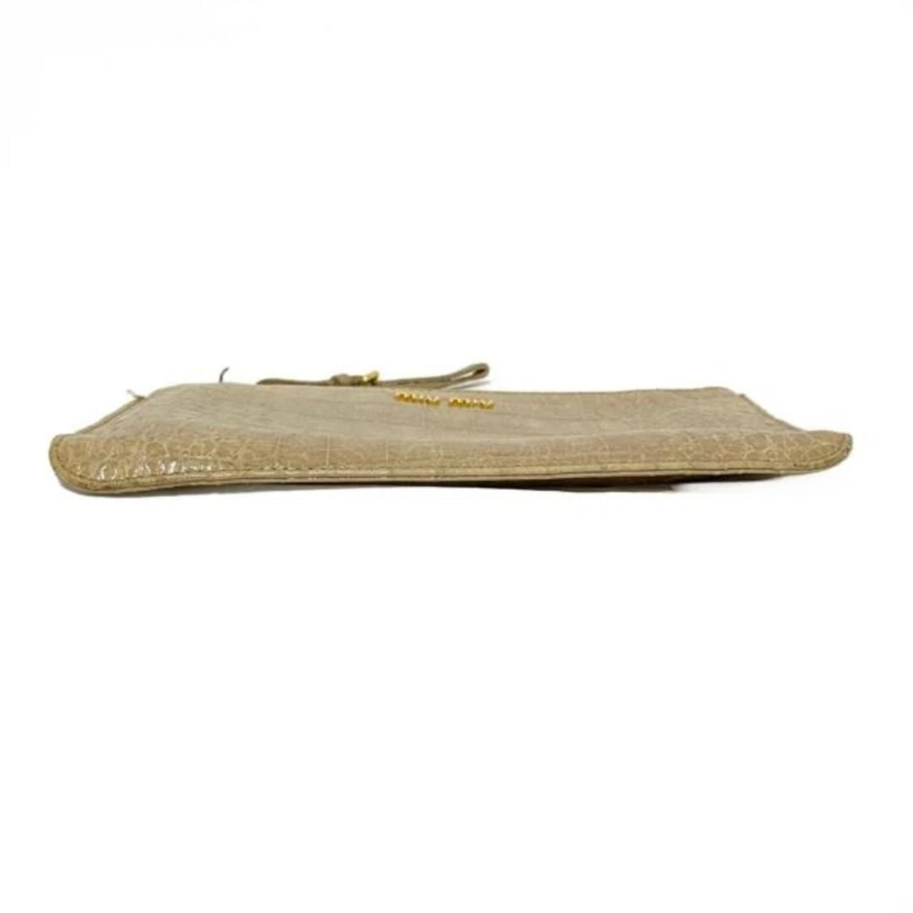 Miu Miu Beige Embossed Croco Leather Clutch