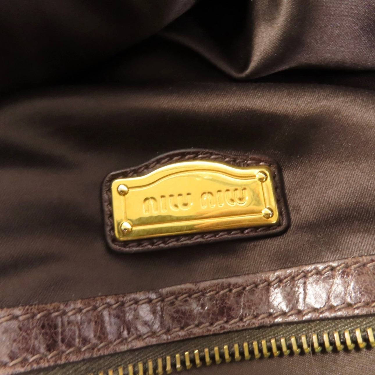 Miu Miu GHW Vitello Lux Handbag Calfskin Leather Brown