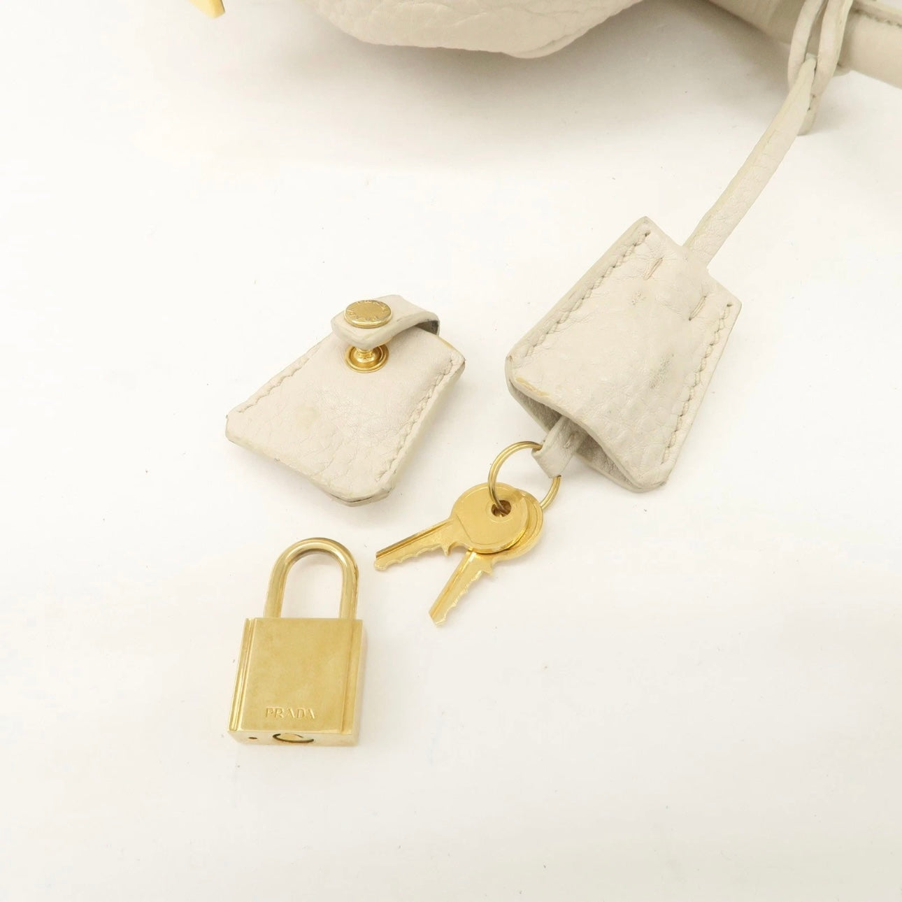 Prada Boston Hand Bag - Ivory, Leather