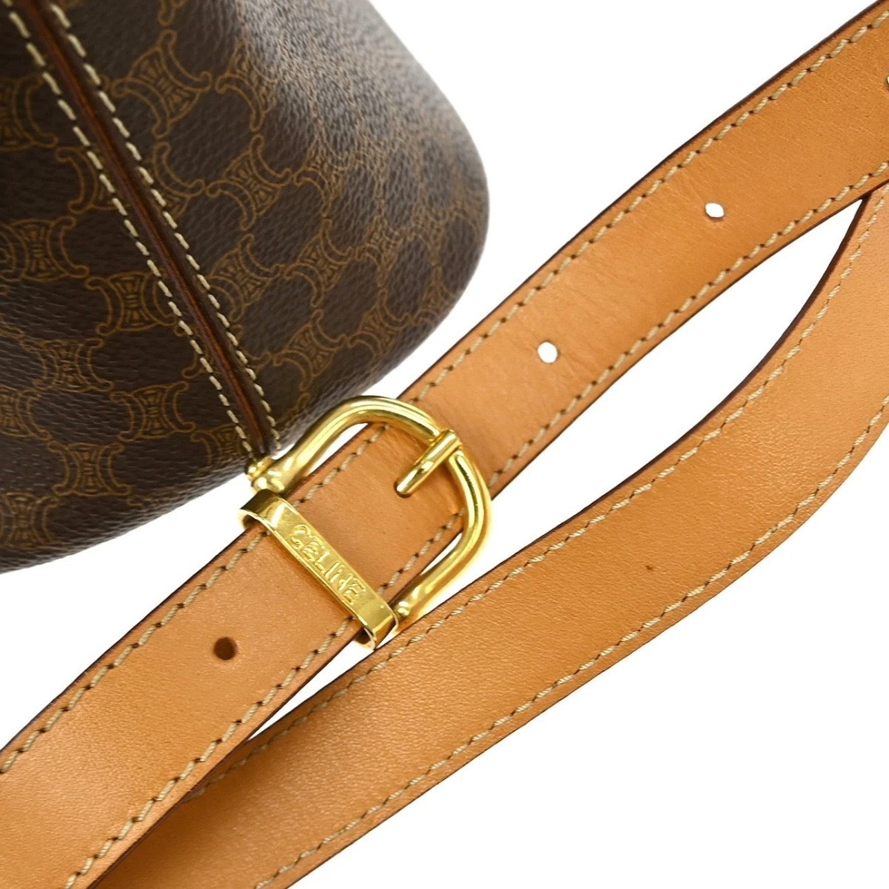 CELINE BROWN MACADAM 2WAY HANDBAG