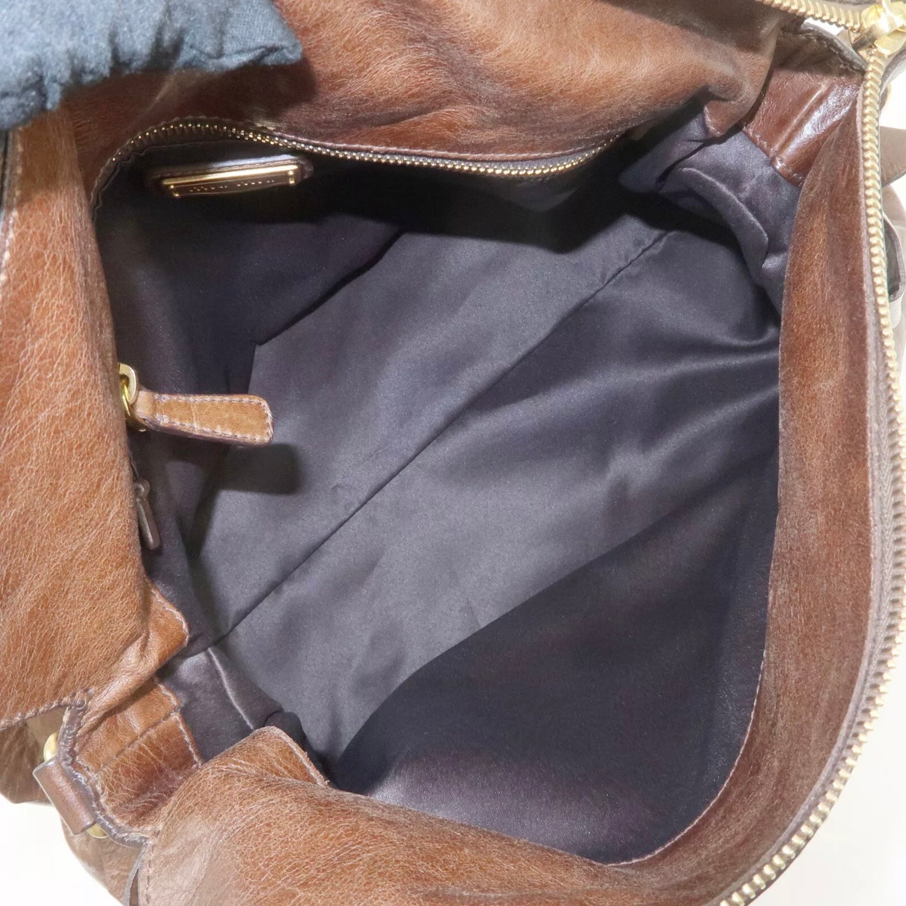 MIU MIU Leather 2Way Bag Shoulder Bag Crossbody Bag Brown