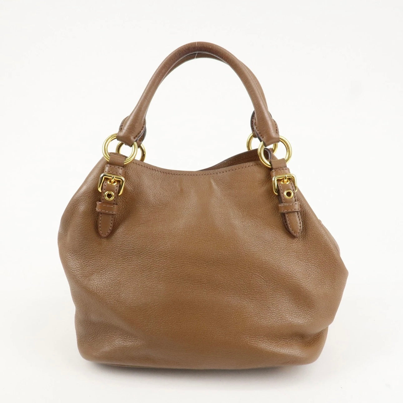 MIU MIU Vitello Phenix Leather Shoulder& Hand Bag Brown