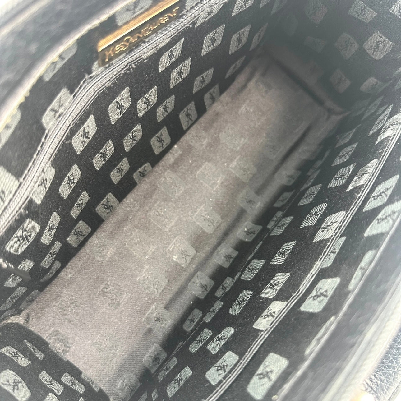 Yves Saint Laurent Hand Tote Stitch Bag Leather Black Vintage