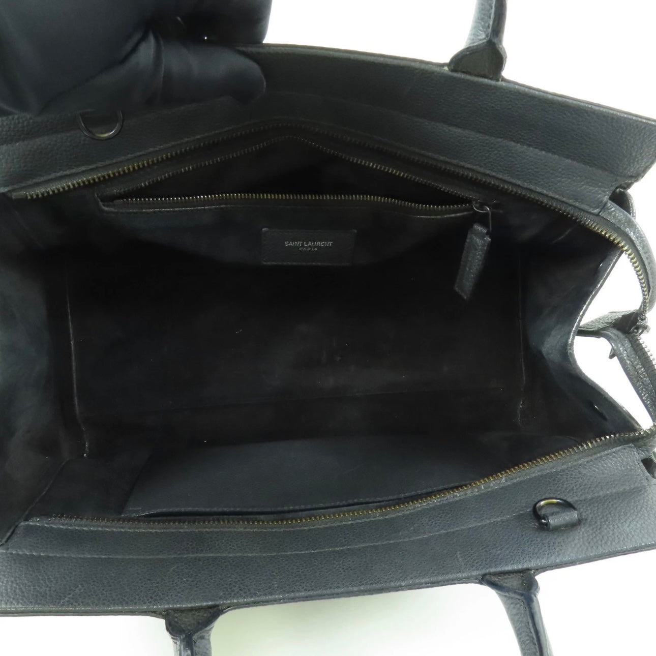 SAINT LAURENT YSL Cabas Rive Gauche 2way Shoulder Bag Calfskin Leather Black