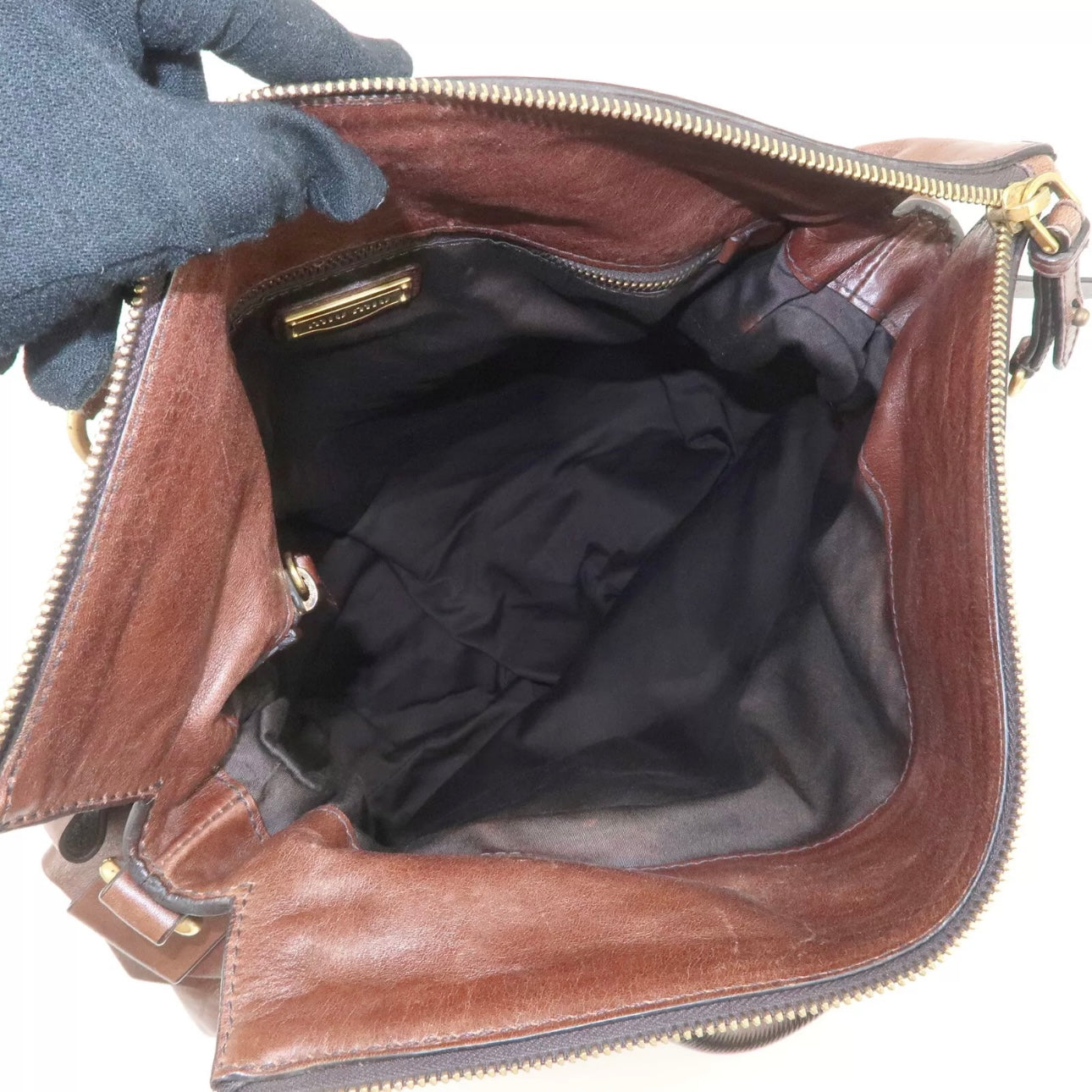 MIU MIU Leather Shoulder Bag Brown