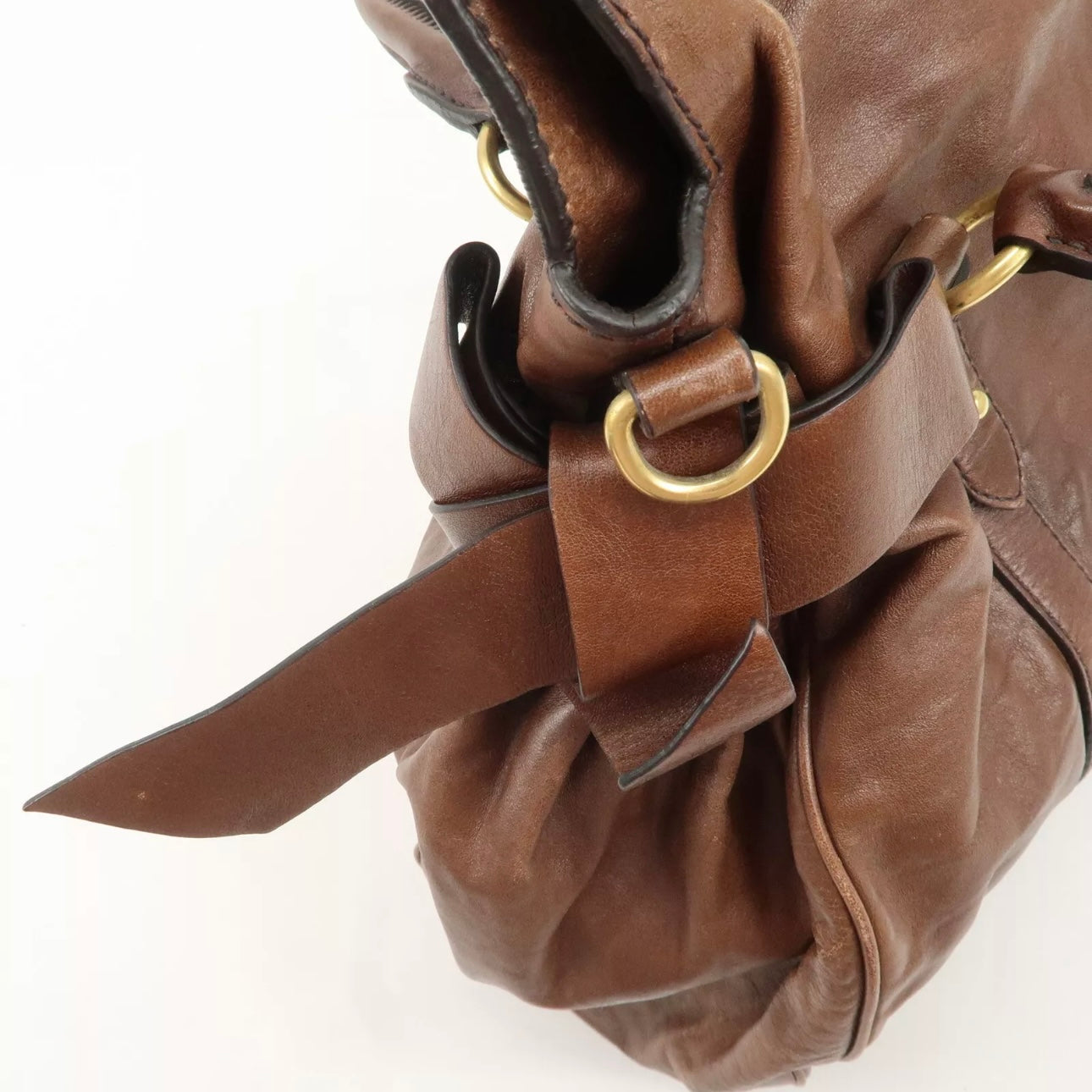 MIU MIU Leather Shoulder Bag Brown