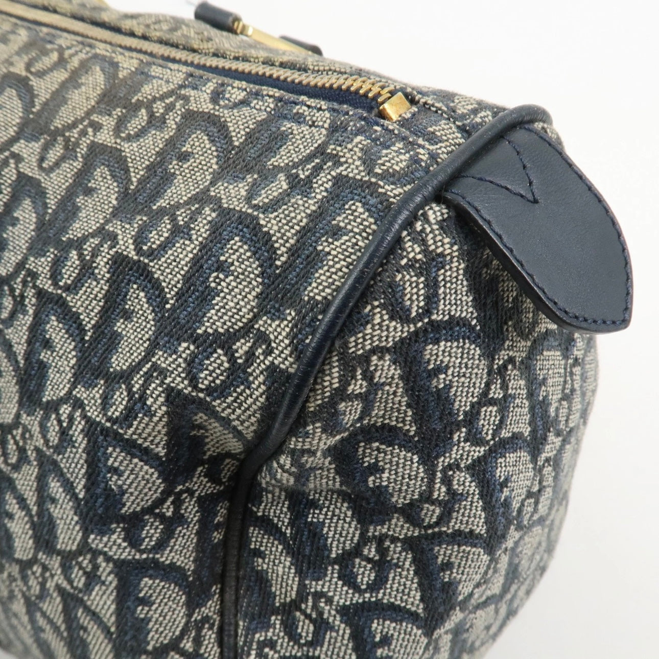 Christian Dior Jacquard Boston-  Navy, Leather.