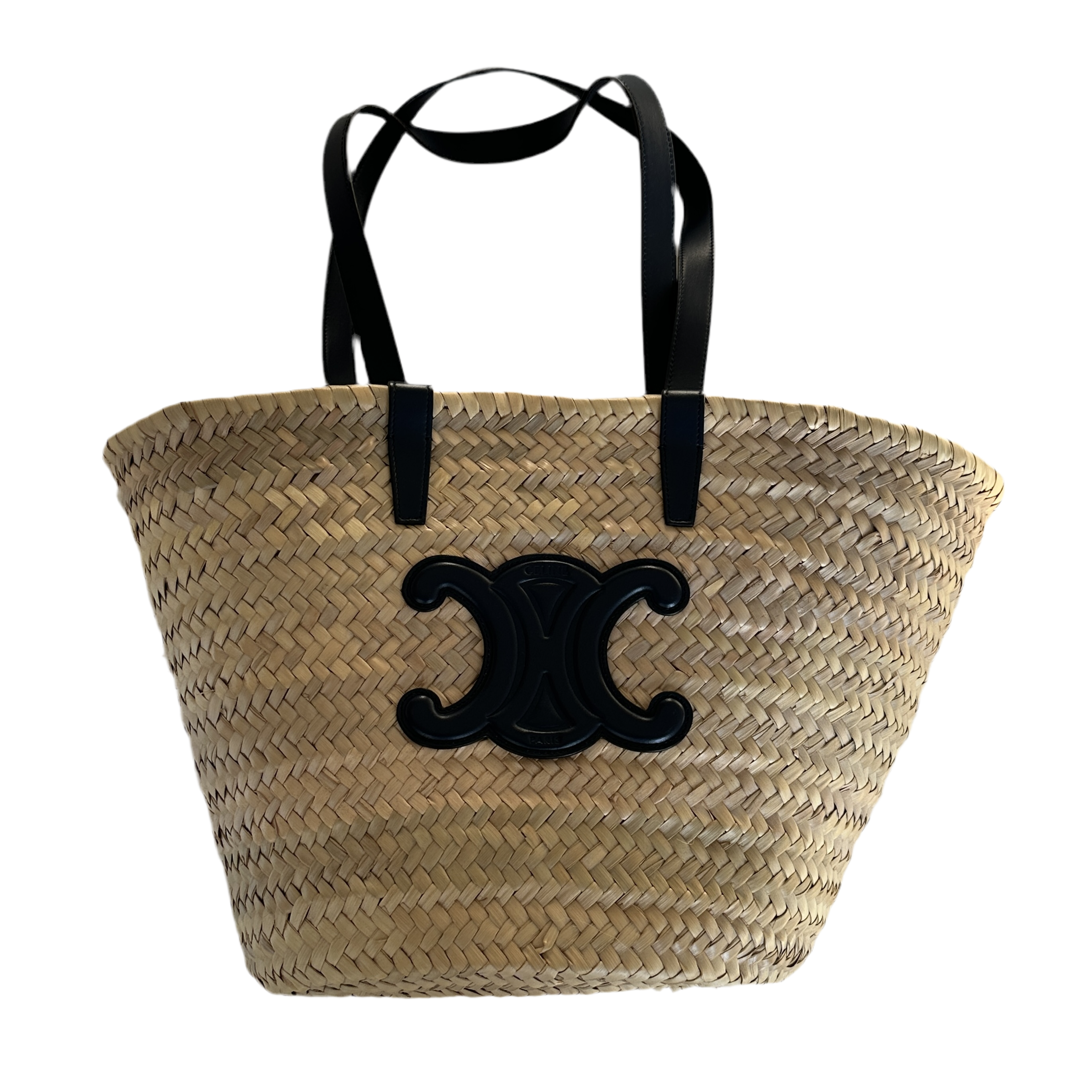 Triomphe Panier Shoulder Basket Bag Raffia