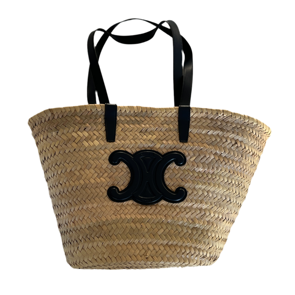 Triomphe Panier Shoulder Basket Bag Raffia