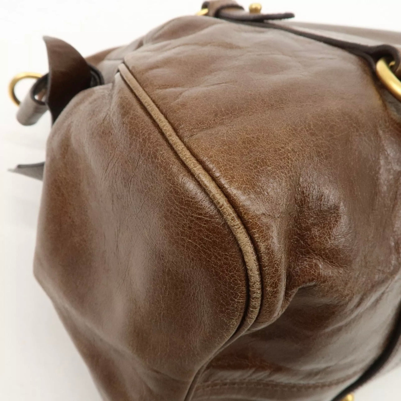MIU MIU Leather 2Way Bag Shoulder Bag Crossbody Bag Brown