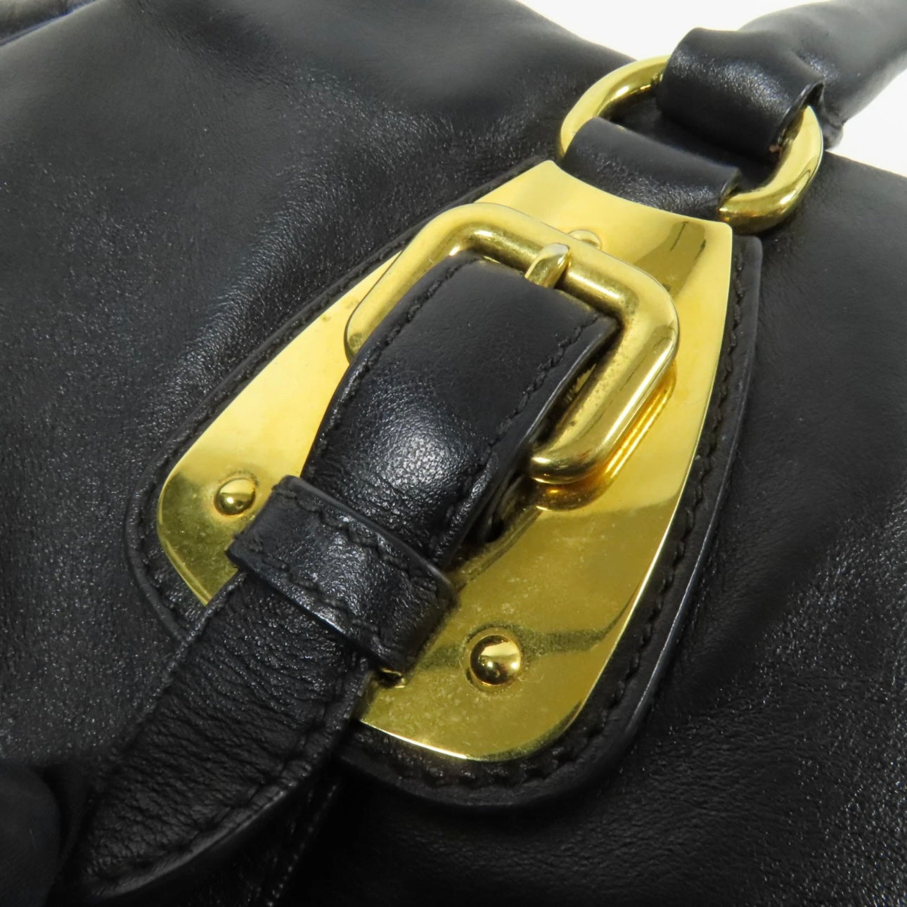 Prada GHW Bauletto Handbag - Black, Calfskin Leather