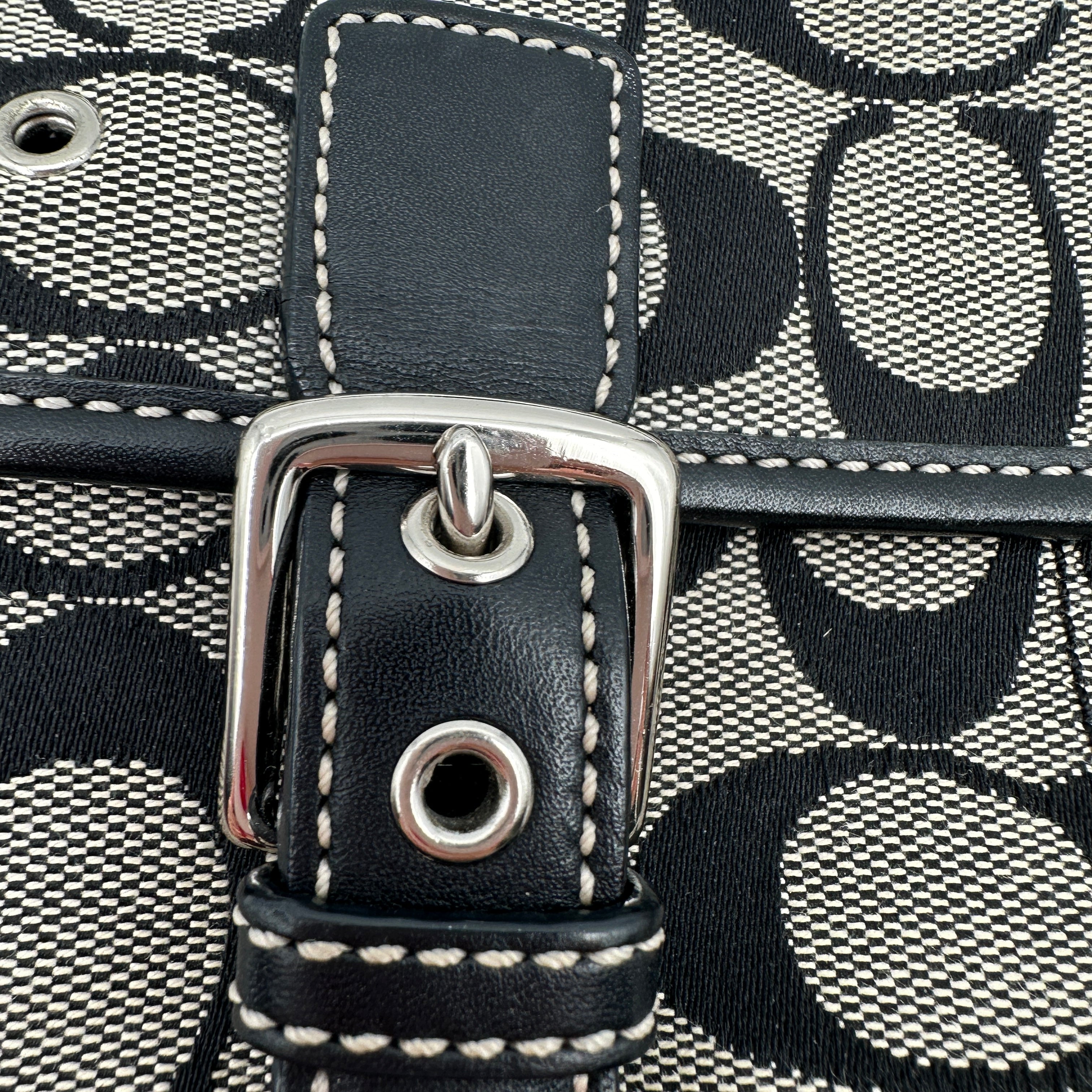 Mini Shoulder Bag Signature Canvas, Leather