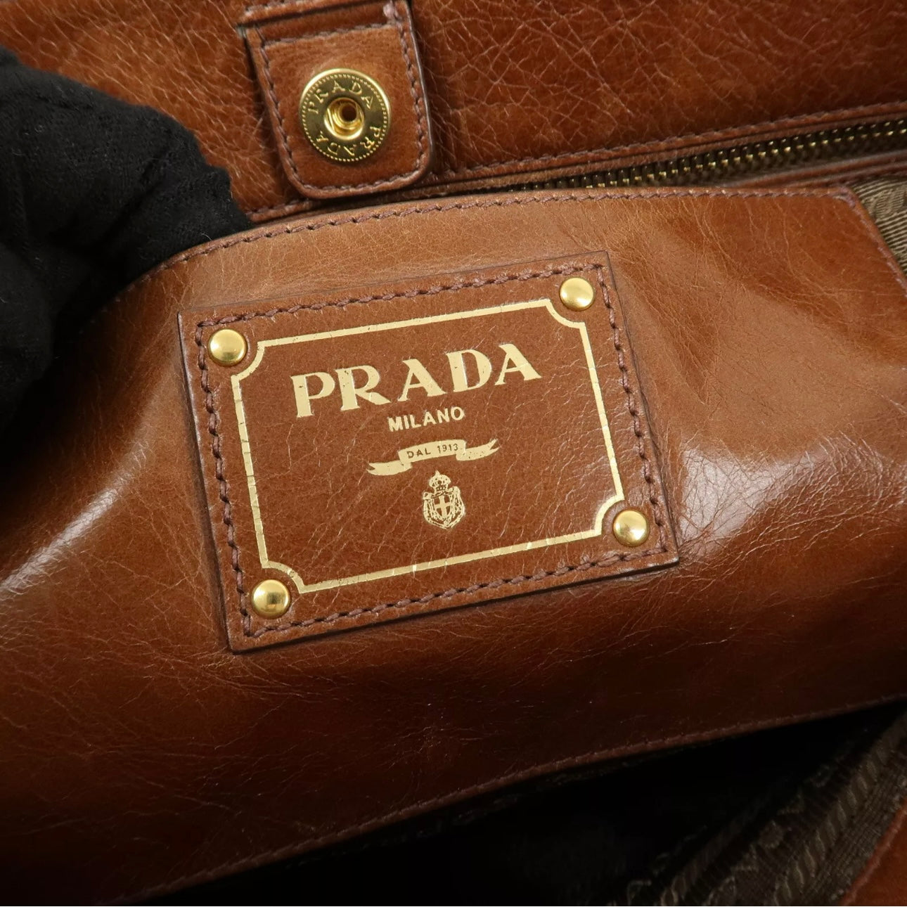 PRADA Leather Shoulder & Hand Bag Brown