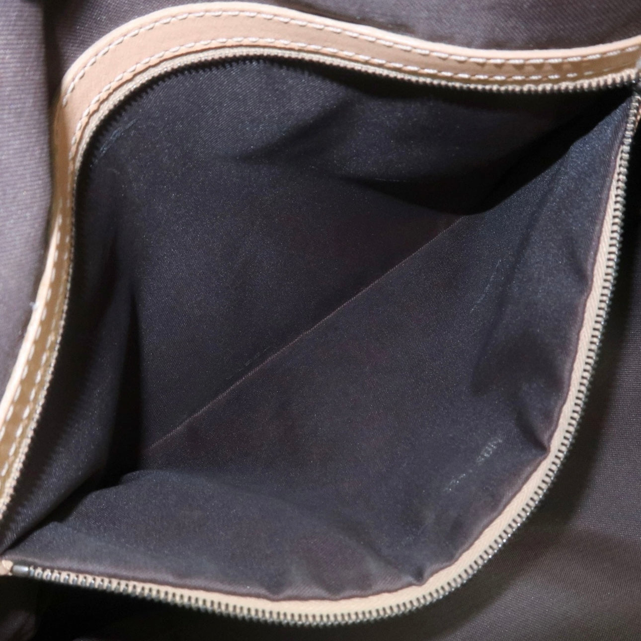 FENDI Zucchino Canvas Leather Shoulder Bag Beige