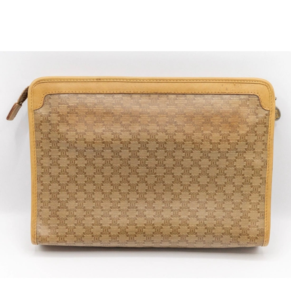 CELINE Macadam Clutch Bag- Leather PVC Beige, Gold