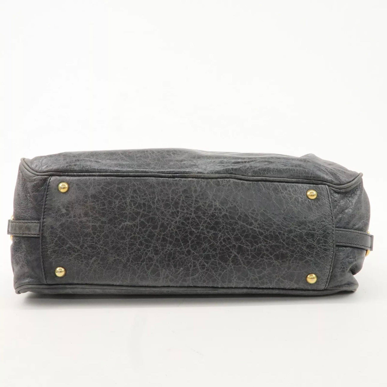 MIU MIU Leather Shoulder Bag Gray Gold Hardware