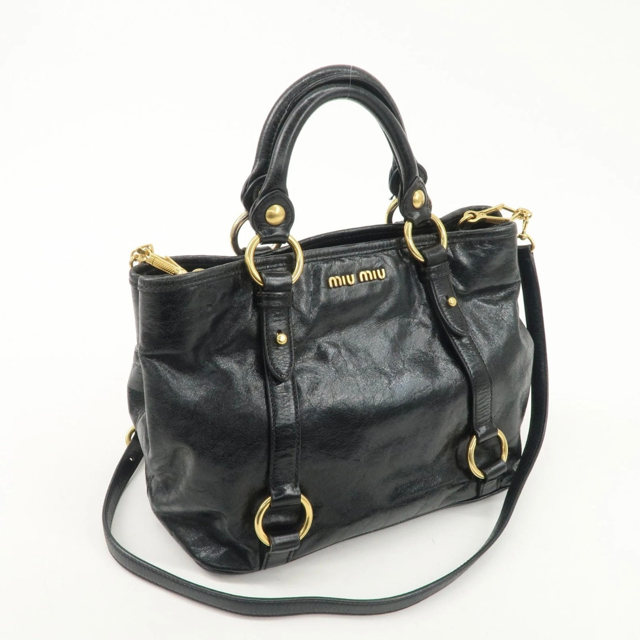 MIUMIU Leather Hand, crossbody Bag Black
