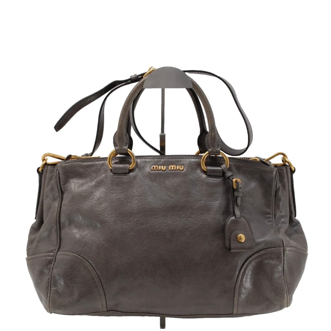 Miu Miu 2Way Satchel Handbag - Gray, Leather