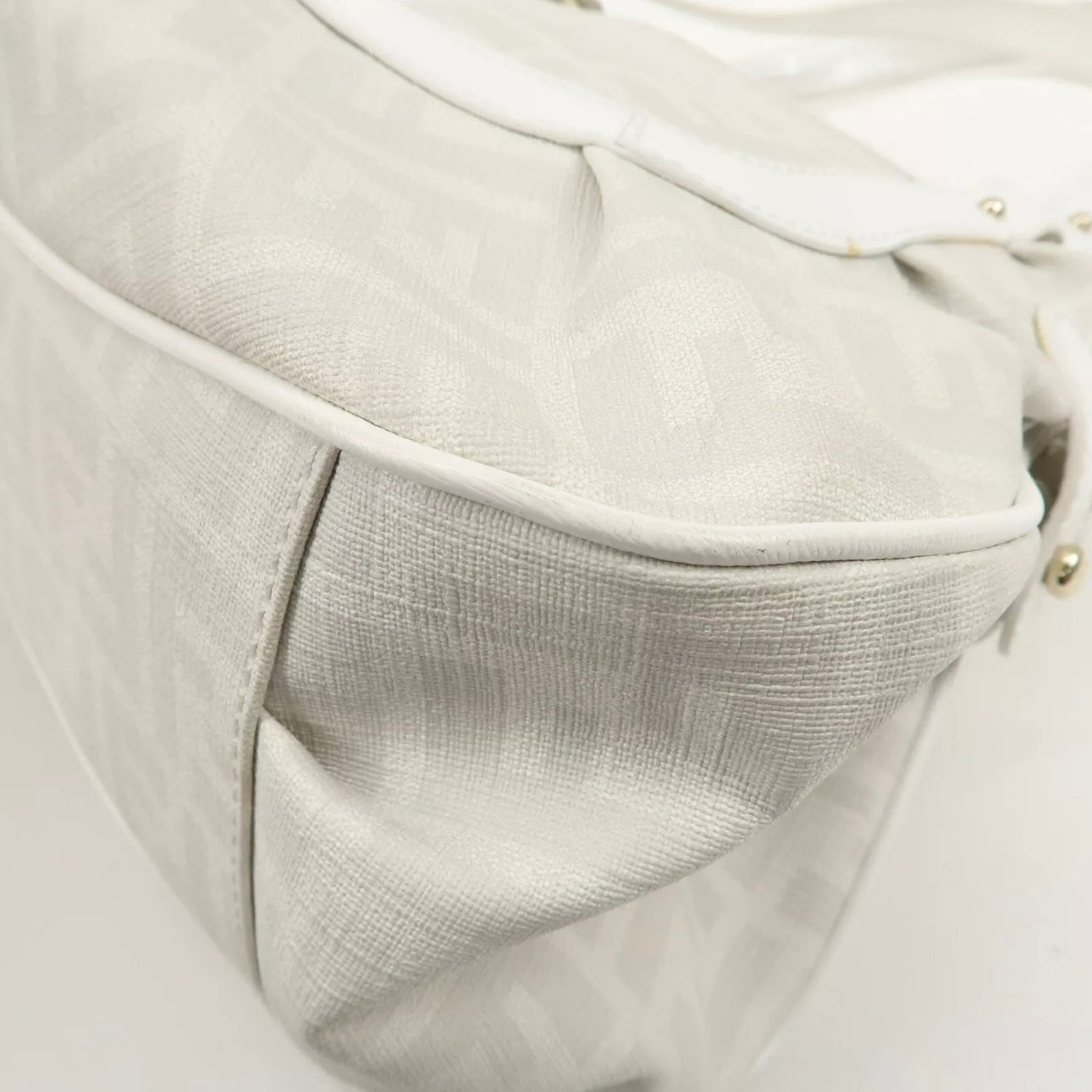 FENDI Zucca PVC Leather Shoulder Bag White Gold Hardware