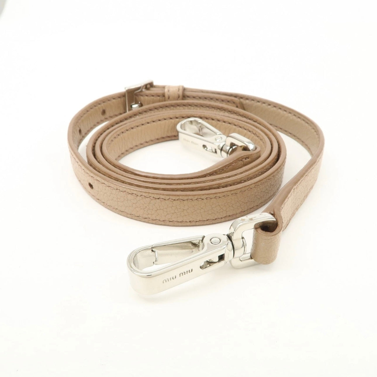 MIU MIU Leather 2Way Hand Bag Beige Pink Beige