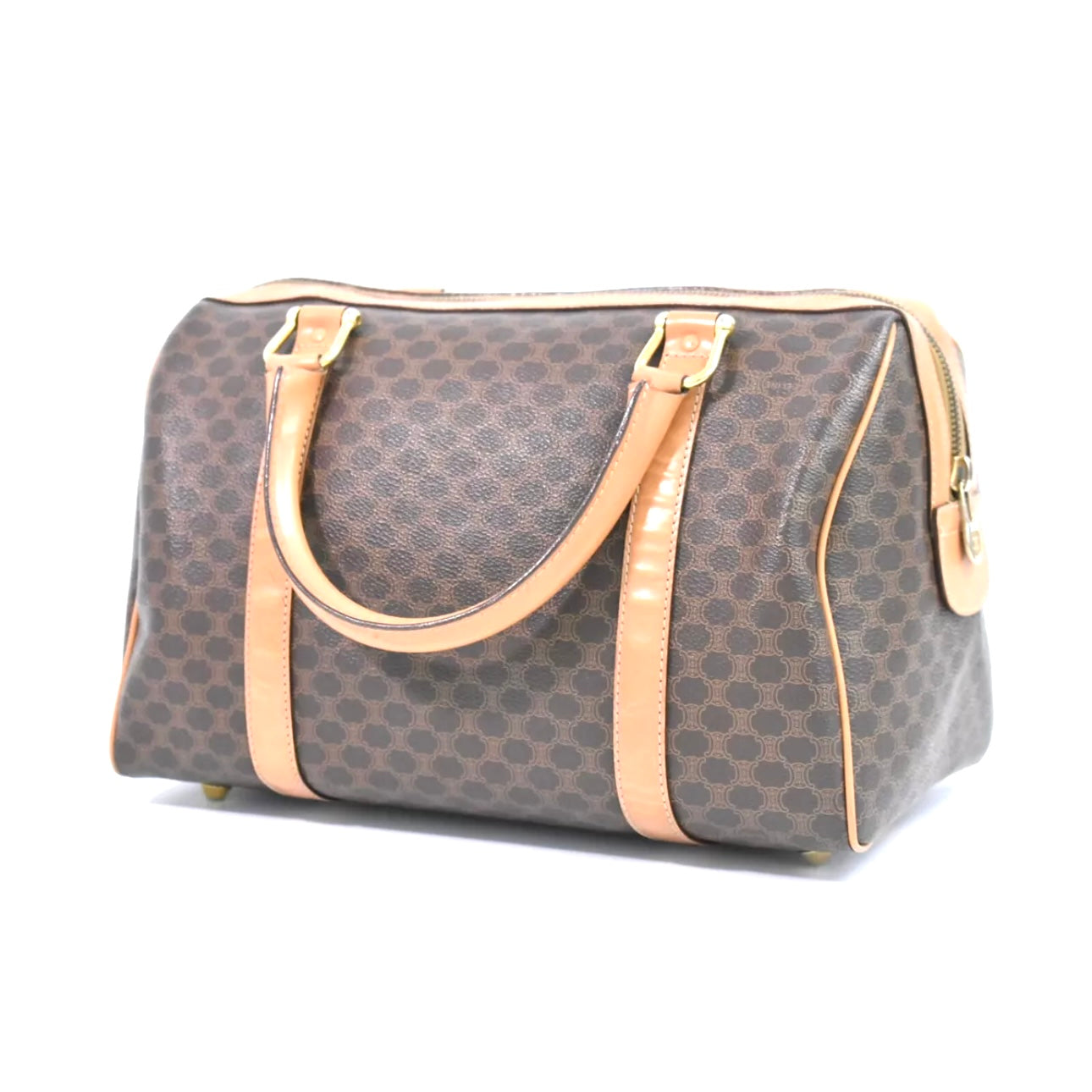 Celine Macadam PVC Boston Handbag Brown