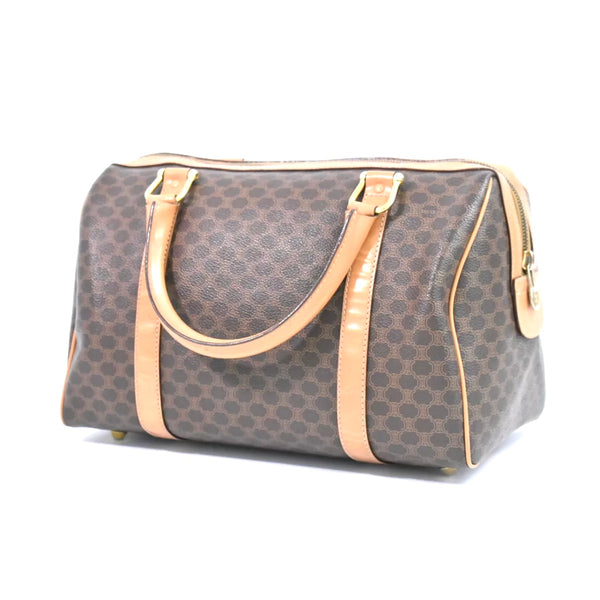 Celine Macadam PVC Boston Handbag Brown 