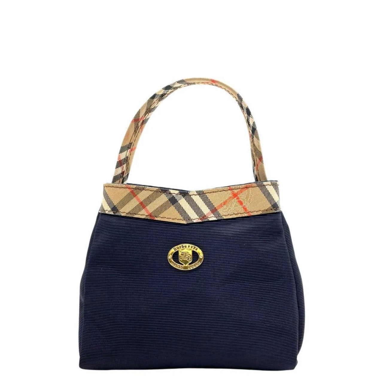 Burberry Mini Handbag- Canvas Nova Check Navy