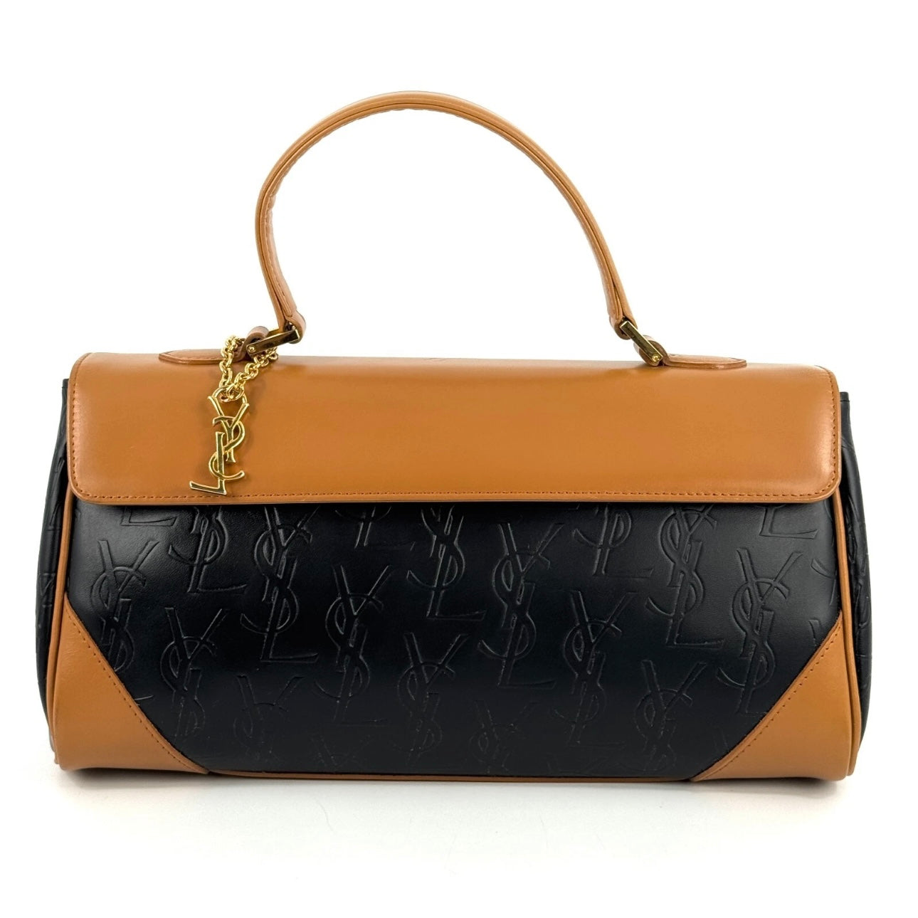 Yves Saint Laurent Leather Hand Bag black brown- Vintage YSL