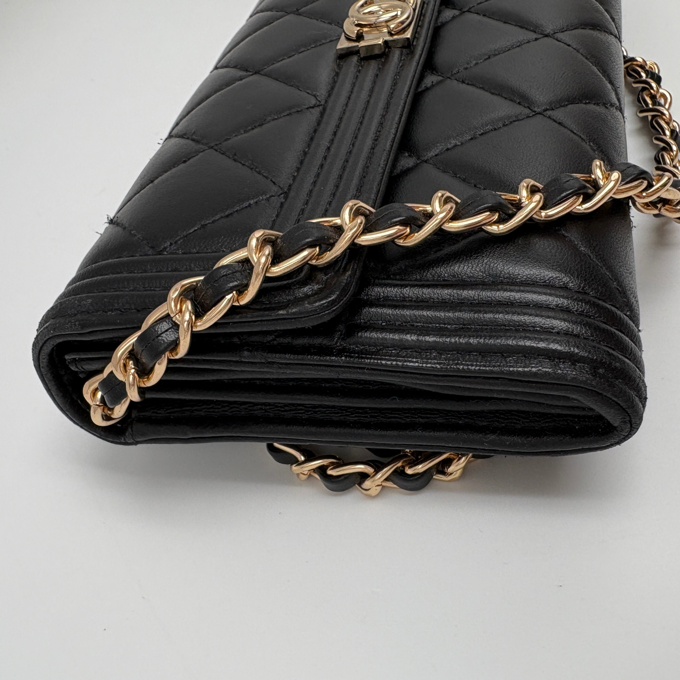 Chanel Boy Matelasse Flap long Wallet Lambskin