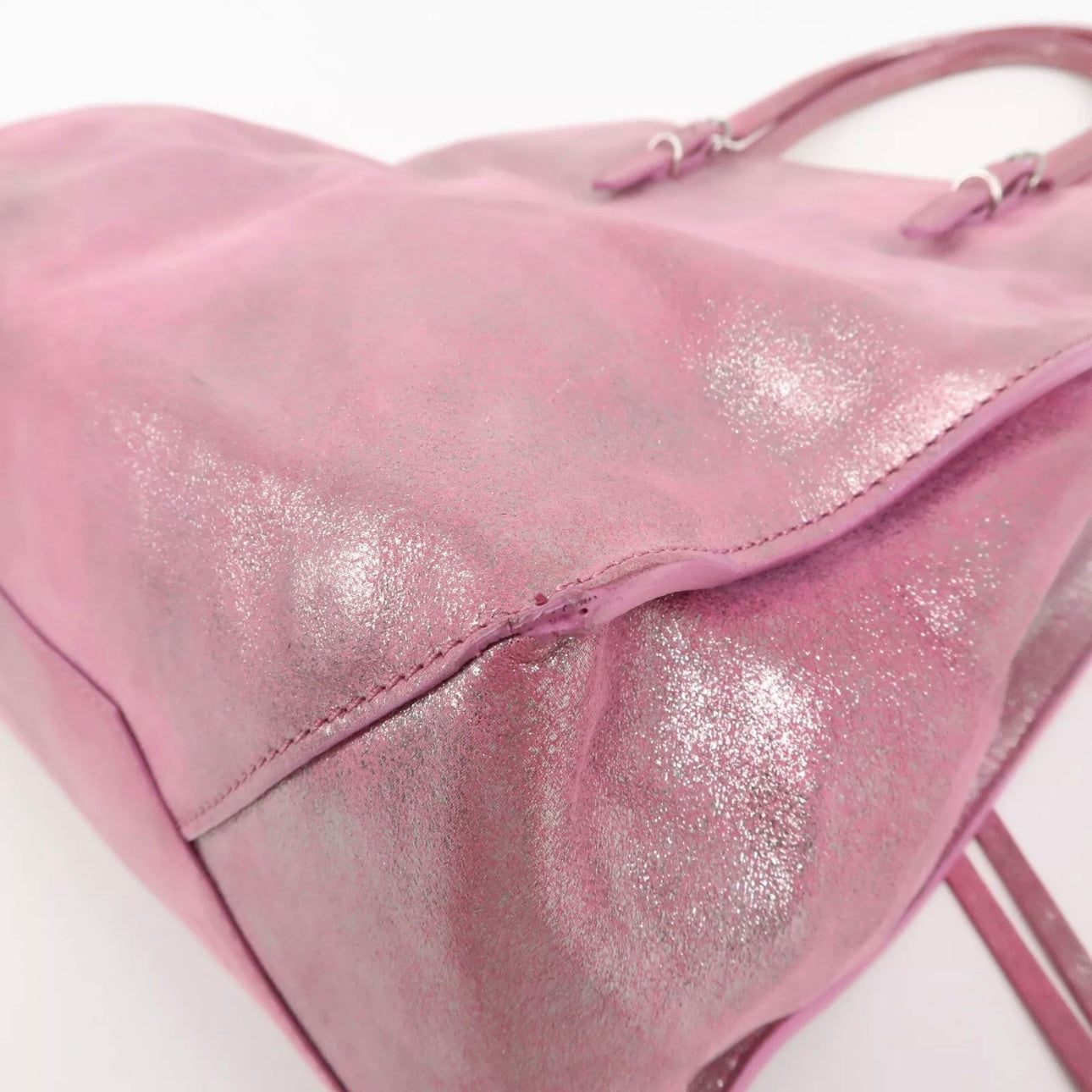 The Paper Leather Tote Bag Metallic Pink